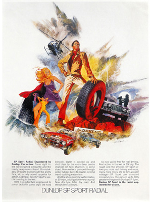 Dunlop Illustration by Terence J Gilbert Gouache on Board