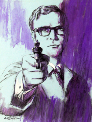 Michael Caine as Harry Palmer Illustration by Terence J Gilbert Gouache on Board