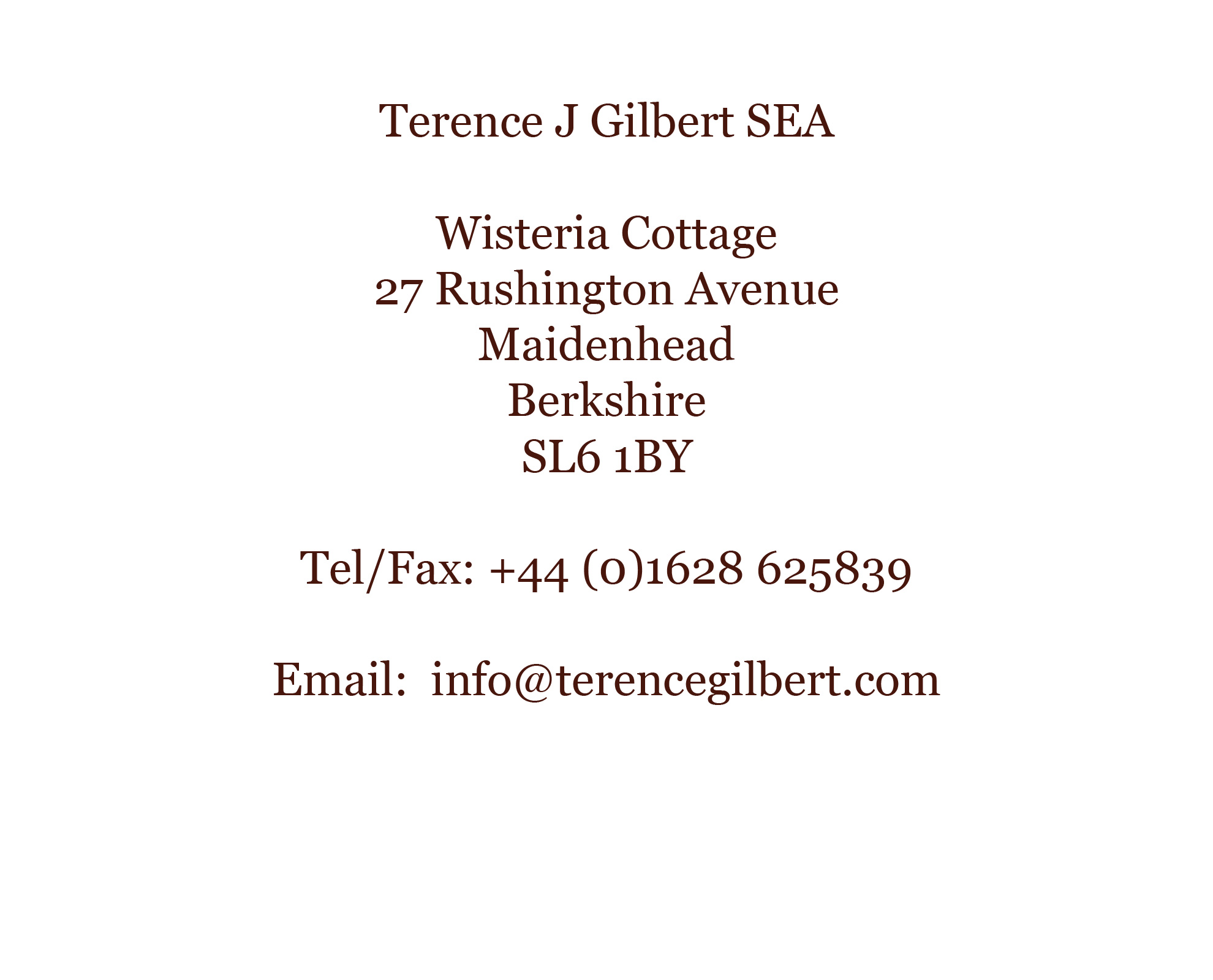 Contact Artist Terence Gilbert SEA