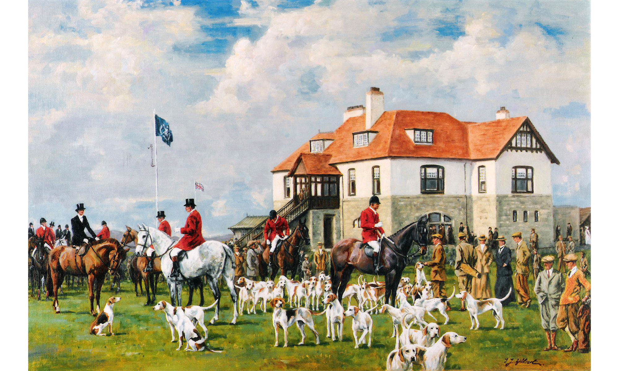 County Down Golf Club Hunting Painting by Terence J Gilbert Oil on Canvas