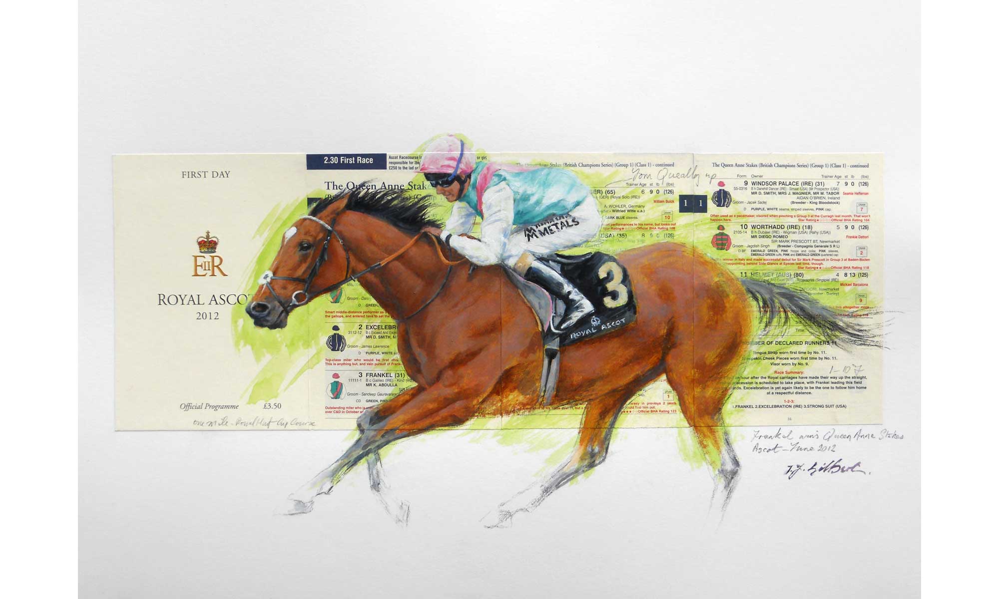 Frankel Horse Racing Painting by Terence J Gilbert Oil on Board