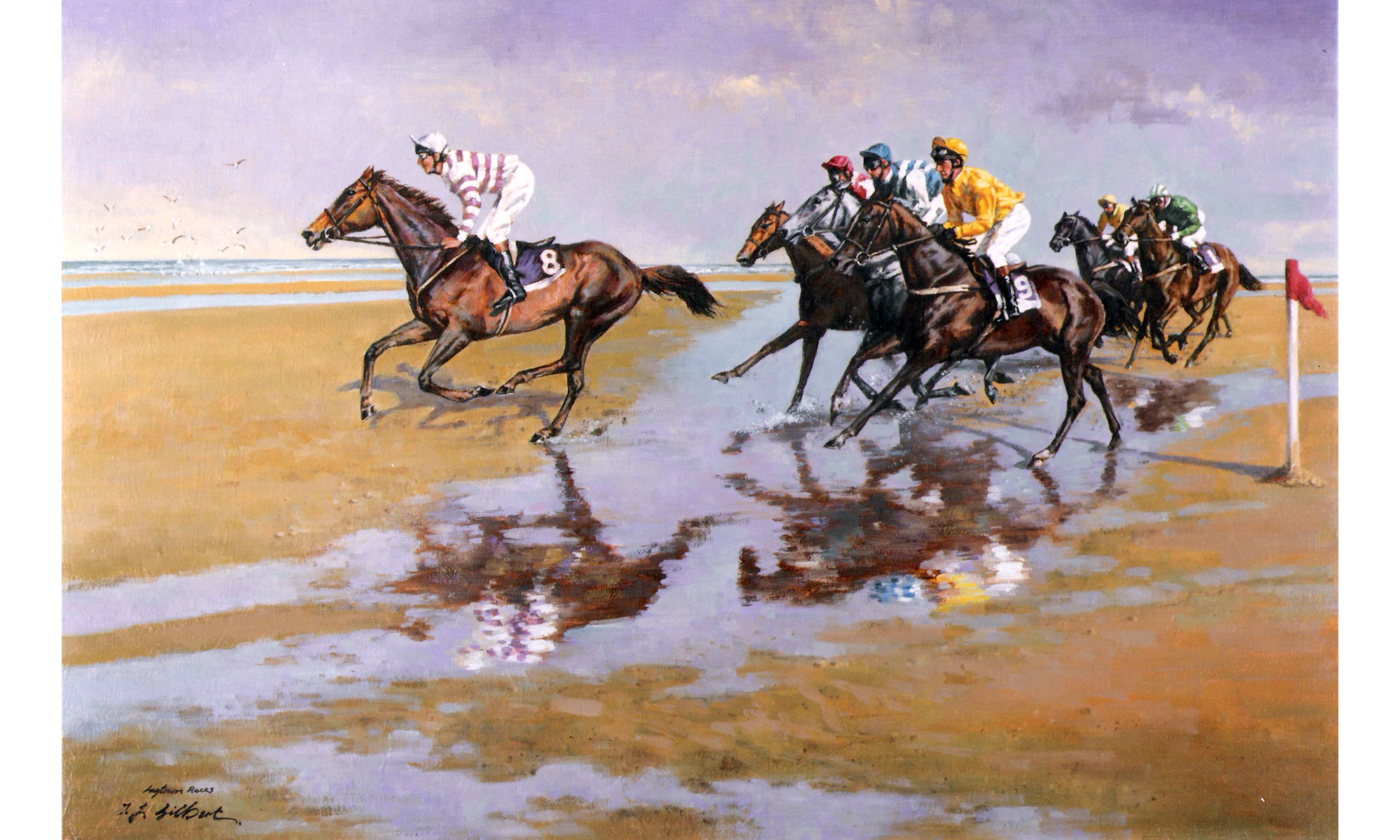 Laytown Horse Races Painting by Terence J Gilbert Oil on Board