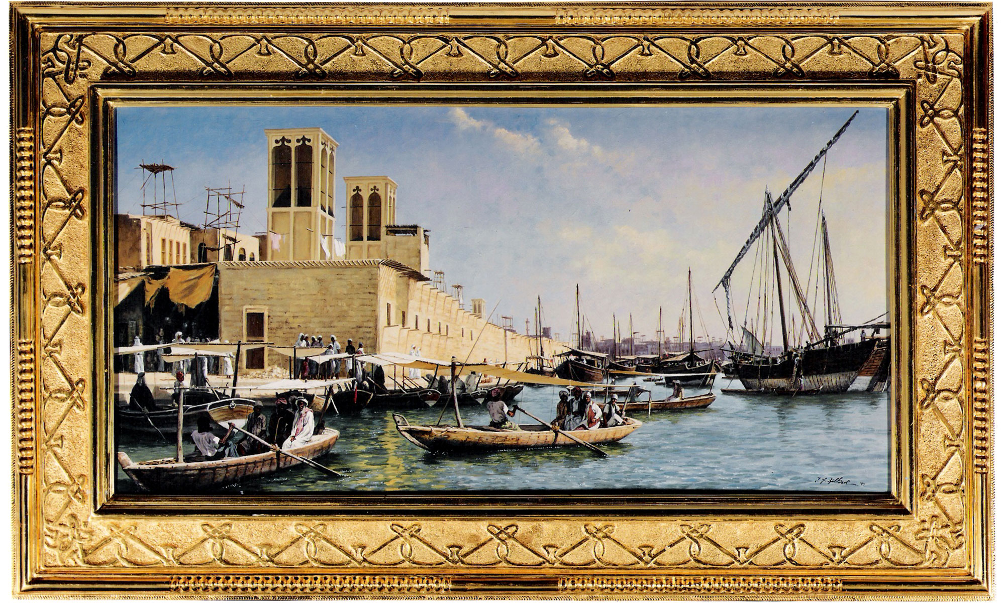 Old Dubia Painting by Terence J Gilbert Oil on Board