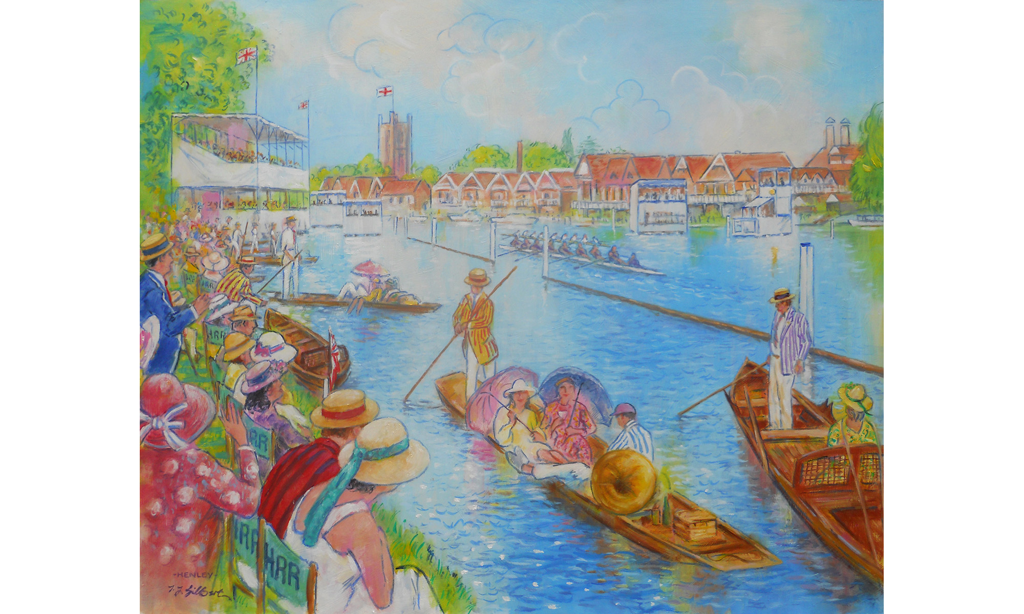 At The Henley Regatta Painting by Terence J Gilbert Acrylic on Board