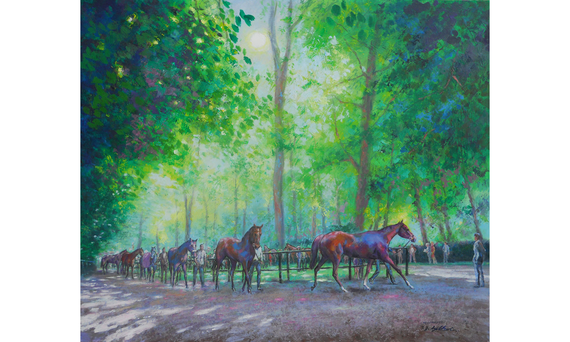 Newmarket Pre-Parade Painting by Terence J Gilbert Oil on Canvas