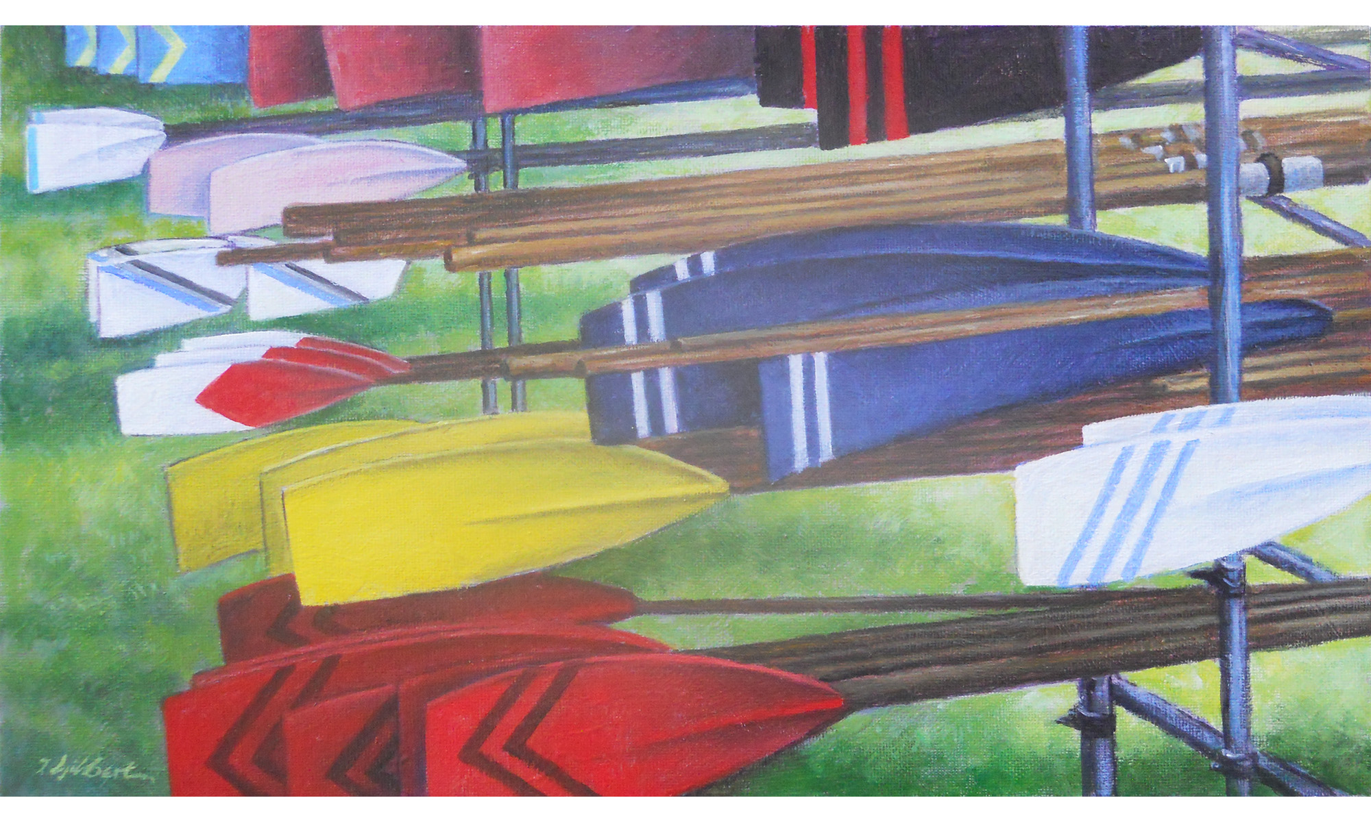 Sweep Racks Henley Painting by Terence J Gilbert Oil on Board