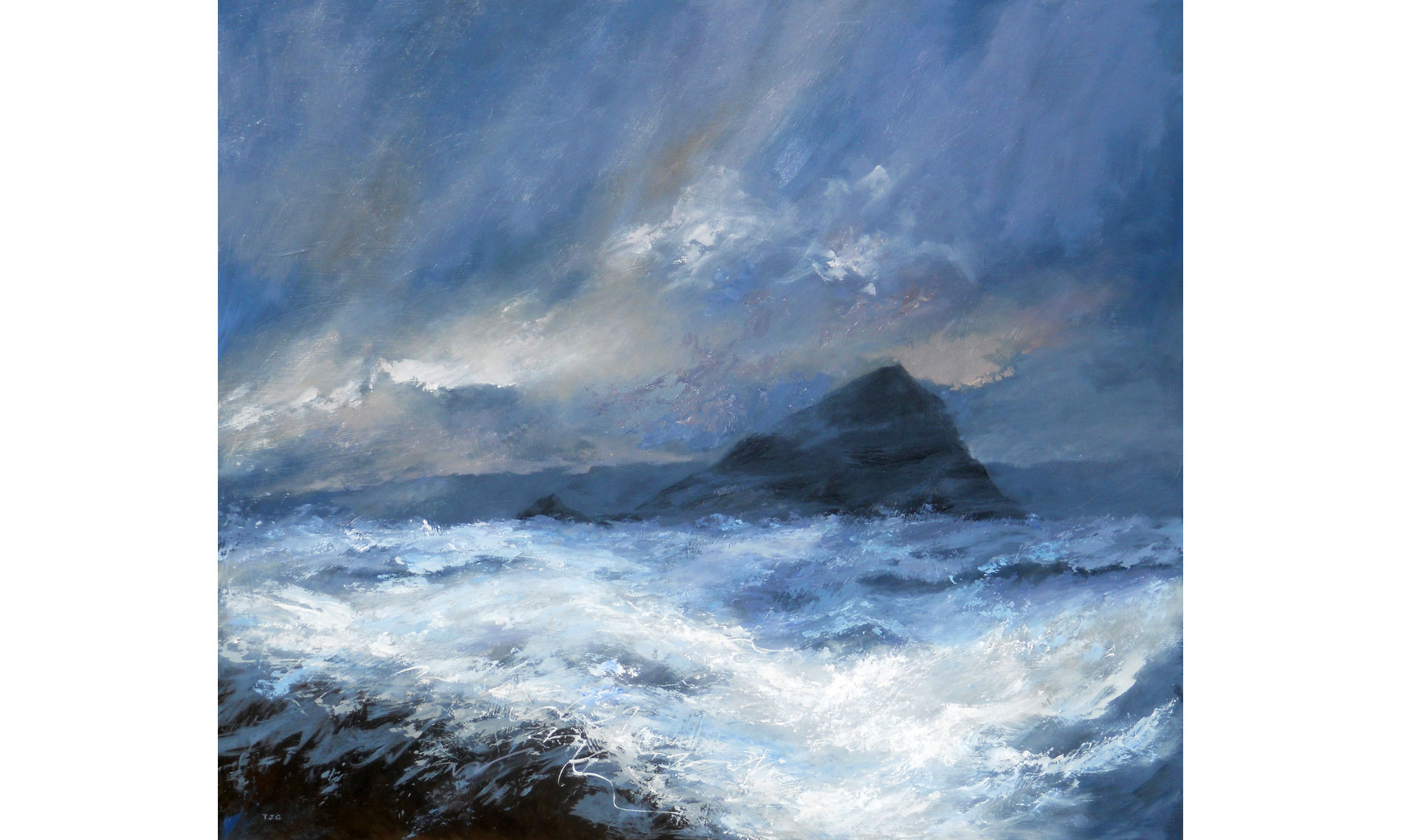 The Mew Stone Painting by Terence J Gilbert Oil on Board