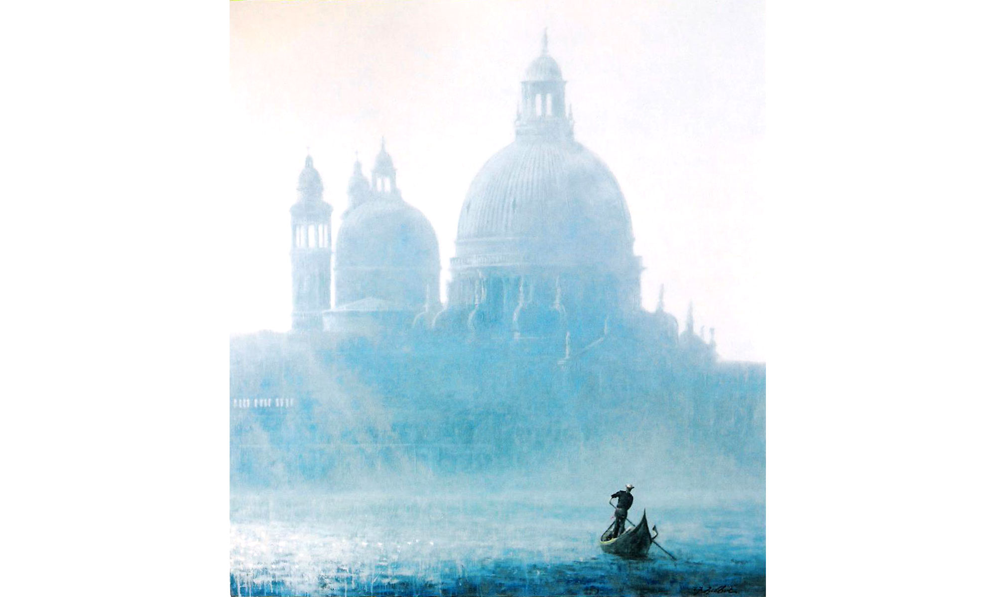 Venice Morning Mist Painting by Terence J Gilbert Oil on Board